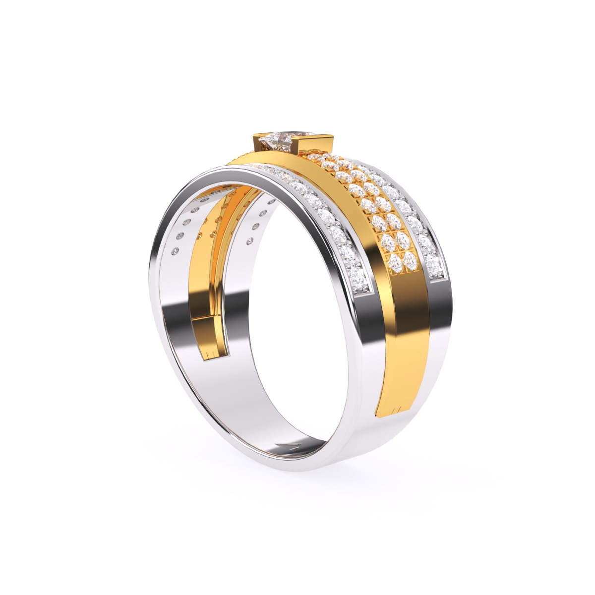 Designer Two Tone Cluster Diamond Ring